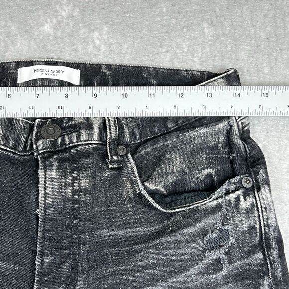 Moussy Vintage Jeans Size 27 Black Howa Skinny Distressed Pockets Japan - Picture 6 of 14
